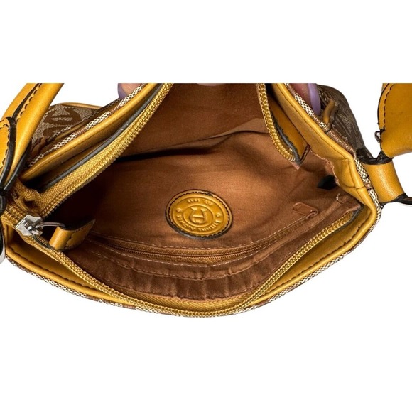 Vtg Y2K Etienne Aigner Signature Logo Small Purse Handbag Yellow Leather Trim - Picture 9 of 10